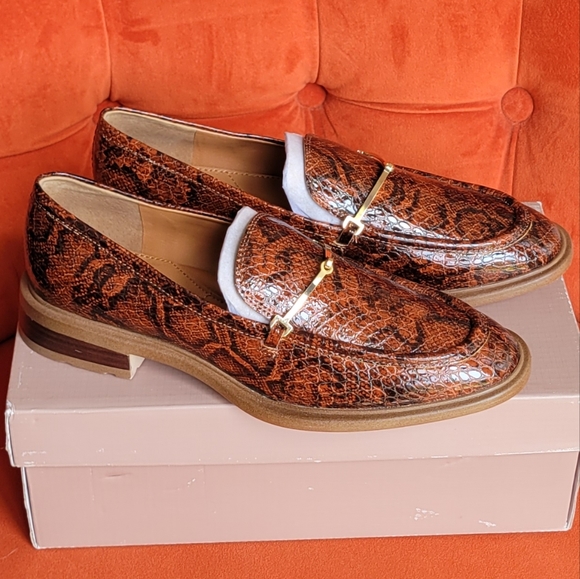 Franco Sarto | Siena Snake-Print Eda Pointed-Toe Leather Loafer - Women Size 8 - Picture 1 of 14